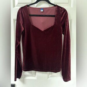 Old Navy Sweetheart Neckline Velour Long sleeve Top